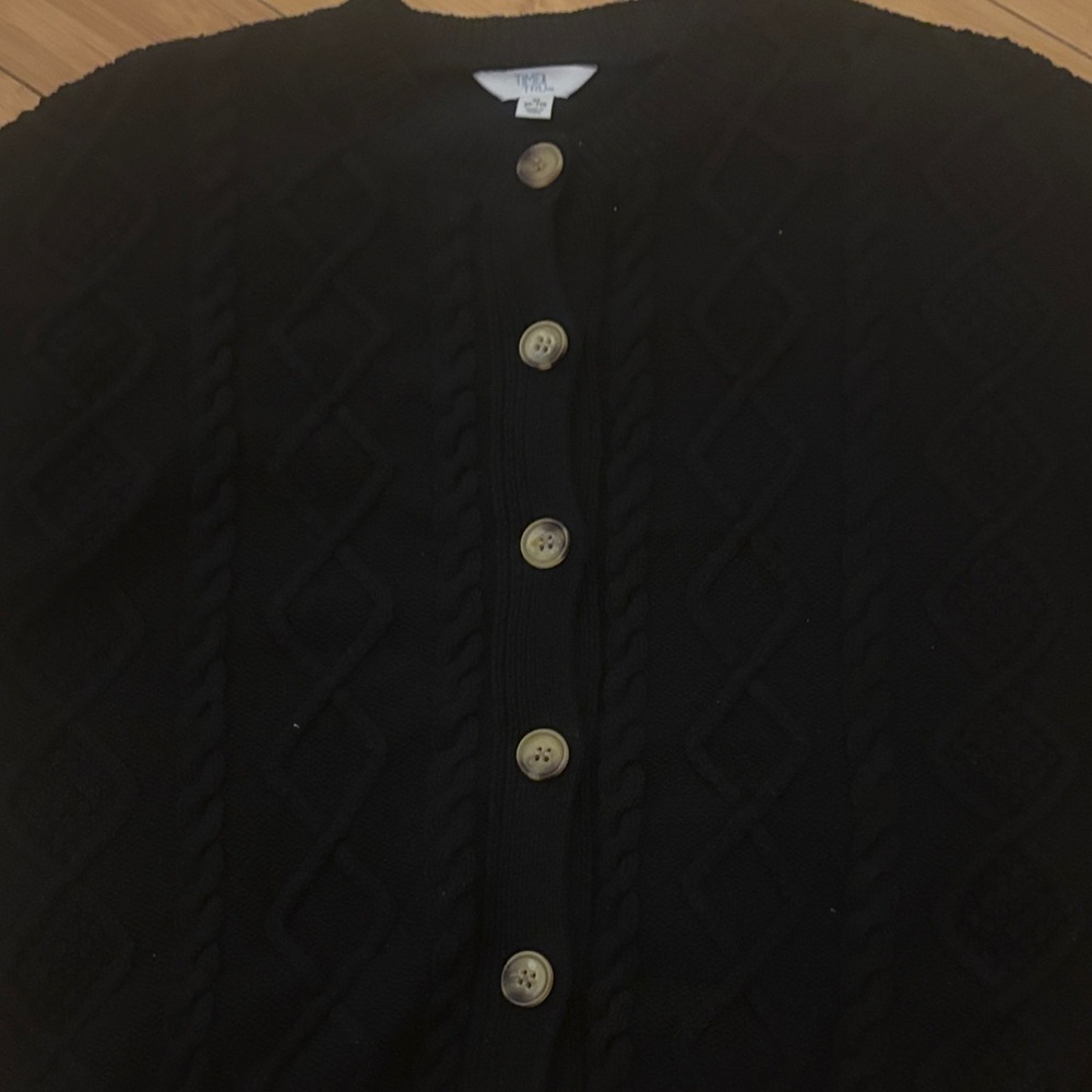 Time and Tru Black Cable Knit Cardigan - Picture 2 of 3